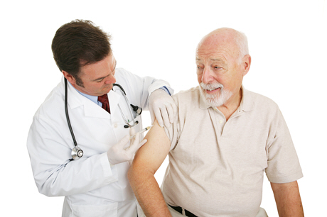 elderly male blood sample to doctor