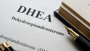 stock photo dehydroepiandrosterone dhea or androstenolone written on a page human hormones 600686936 300x169