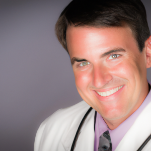 a professional and visually appealing image of a young happy smiling caucasian doctor with white teeth