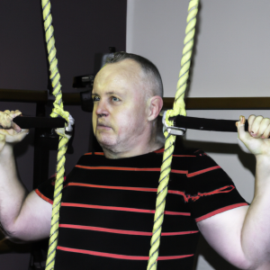 a professional appealing image of a caucasian man or woman exercising in a gym